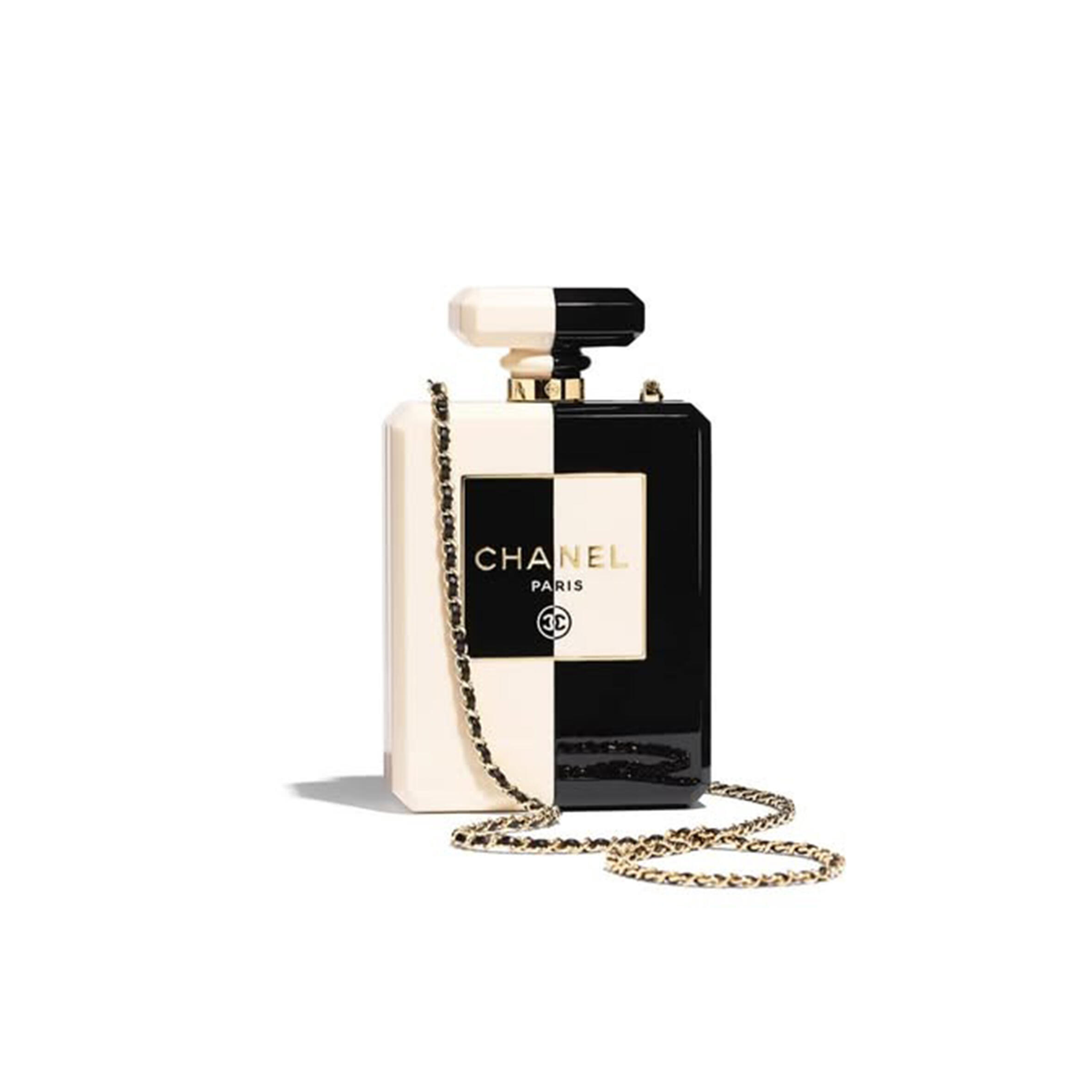 Ch**el master white black plexiglass perfume bottle clutch (20*12*4cm)
